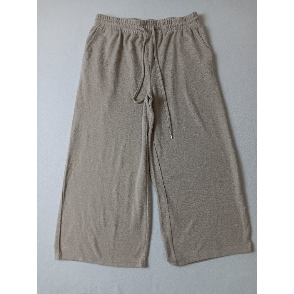 Time and Tru Wide Leg Lounge Pants Womens M 8-10 Oatmeal Beige Soft Knit